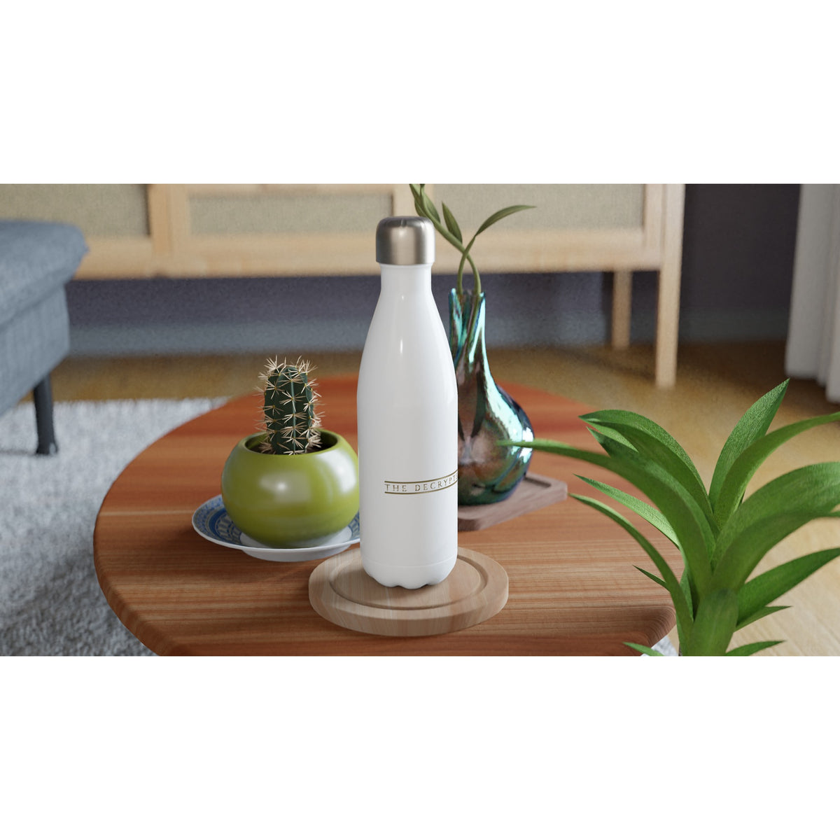 Decrypter White 17oz Stainless Steel Water Bottle